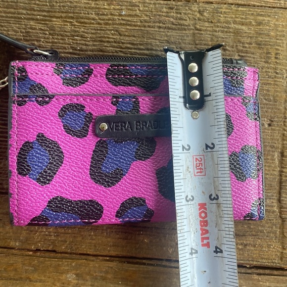 Vera Bradley purple & black cheetah print mini card holder wallet key chain - Picture 4 of 7